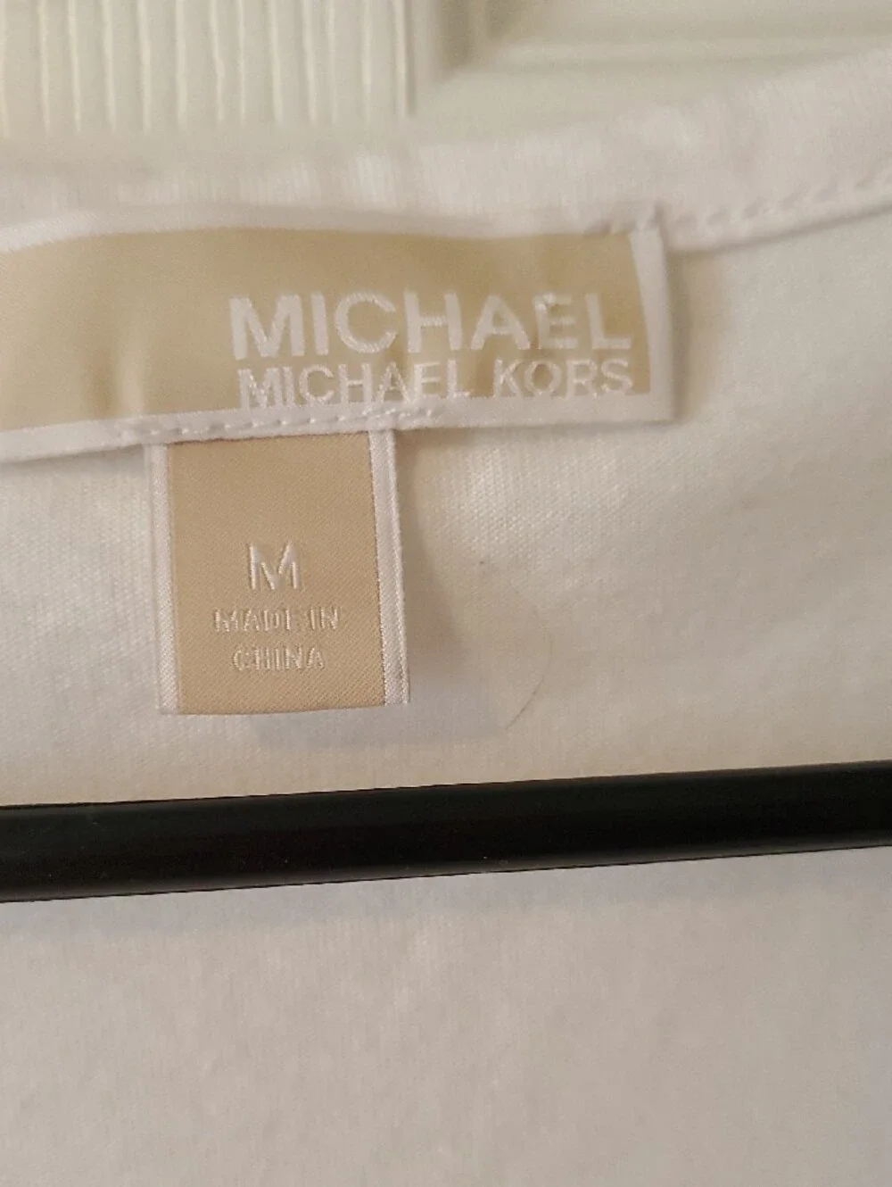 Michael Kors White Scoop Neck Short Sleeve Top with Grommet Sleeve Detail